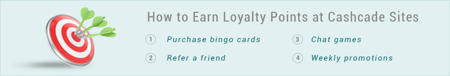 4 steps to earning loyalty points with Cashcade Bingo Sites